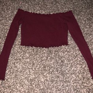 maroon, crop top